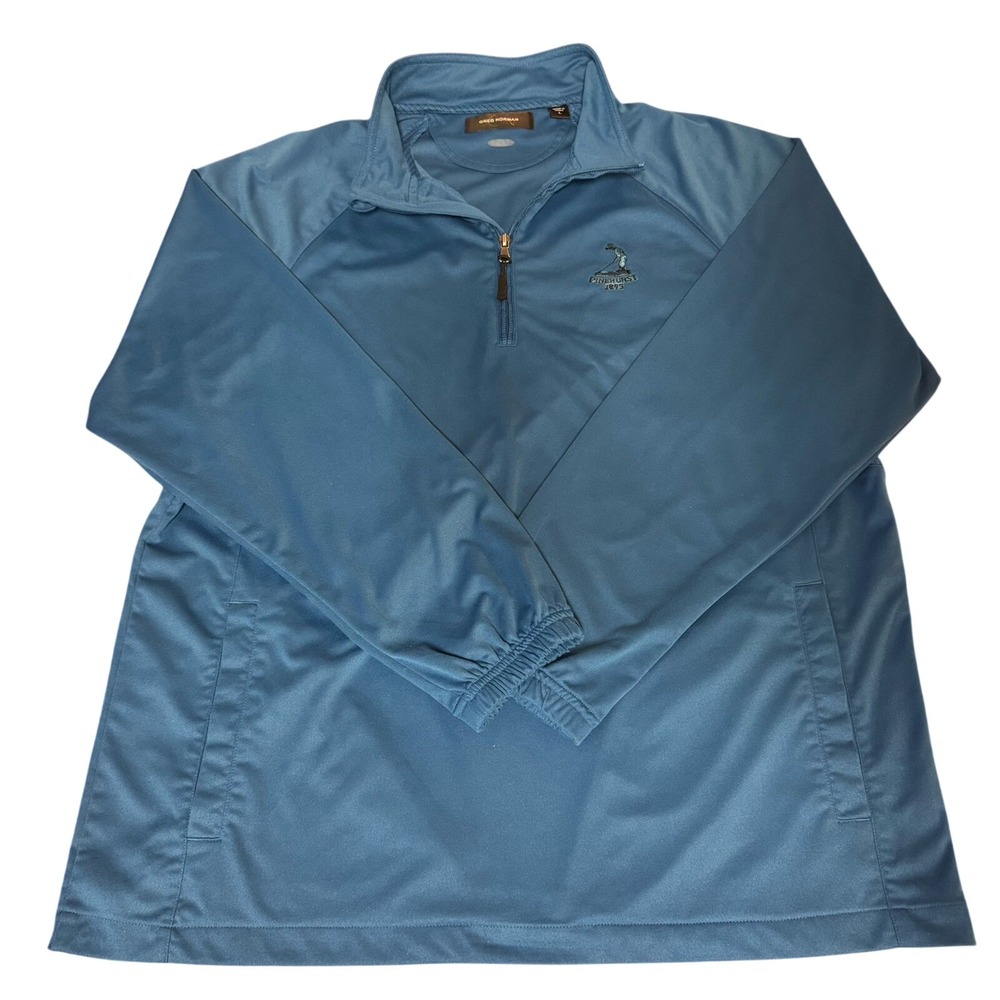 Greg Norman Mens Pinehurst 1895‎ Quarter Zip Pullover Blue Golf Jacket Large